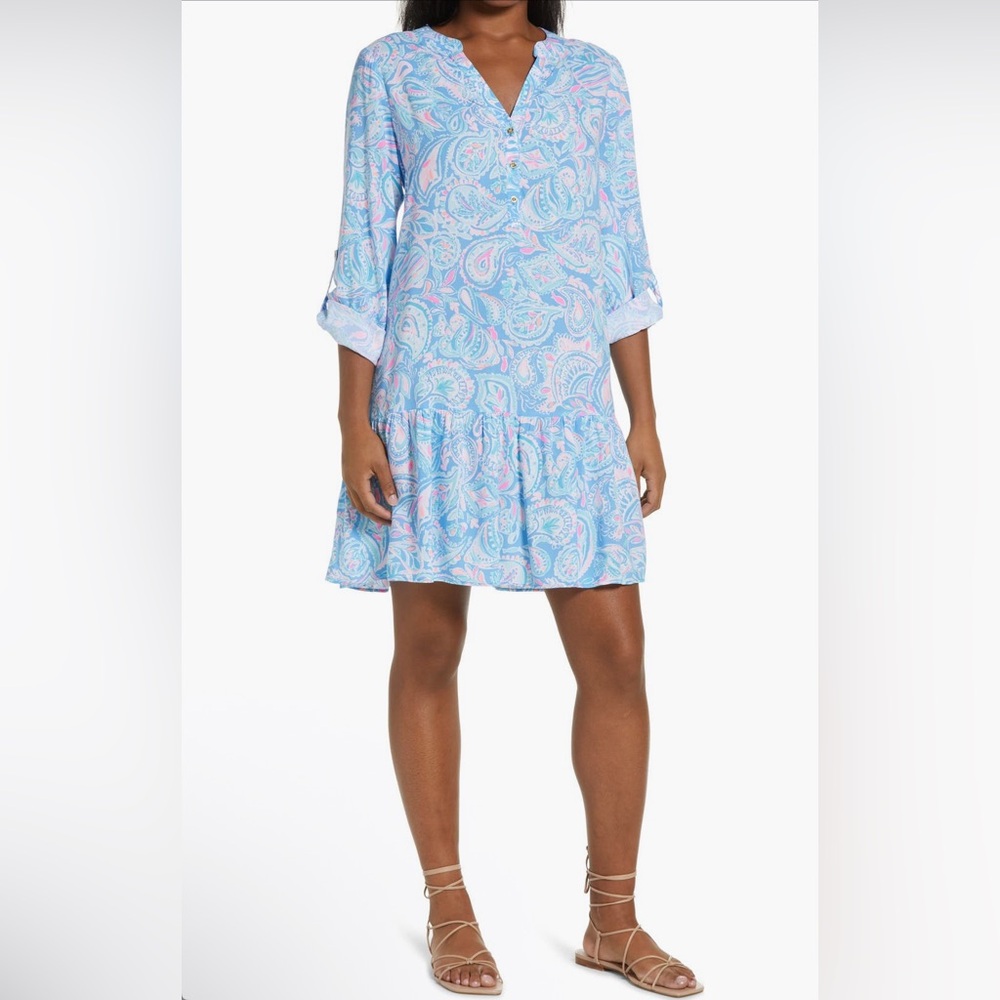 Lilly Pulitzer Charlee Floral Long Sleeve Tunic Dress, Size M